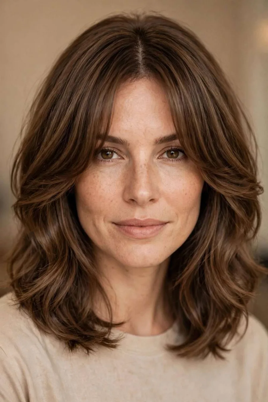 Layered bob with curtain bangs